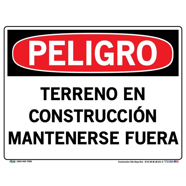Vinyl Label Sign, 9-1/2" Height, 12-1/2" Width, Vinyl Label, Rectangle, Spanish